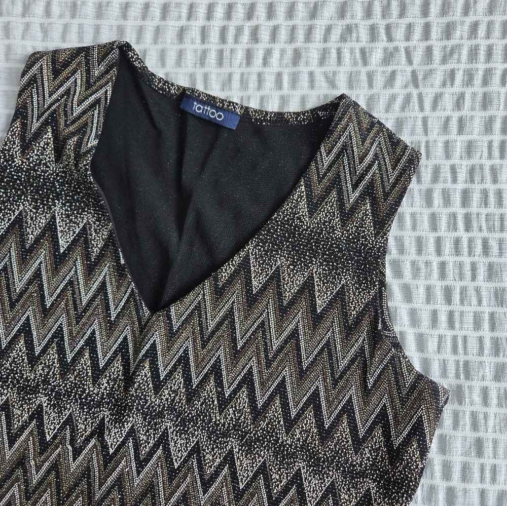 Vintage Y2K Tattoo Textured Zigzag Sleeveless Cami Tank Top